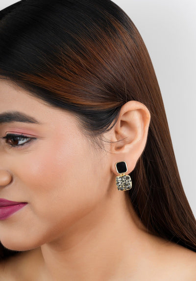 Square Cut Stud Earrings|Gifts for Girlfriend|Gift for Women & Girls| - Second Image