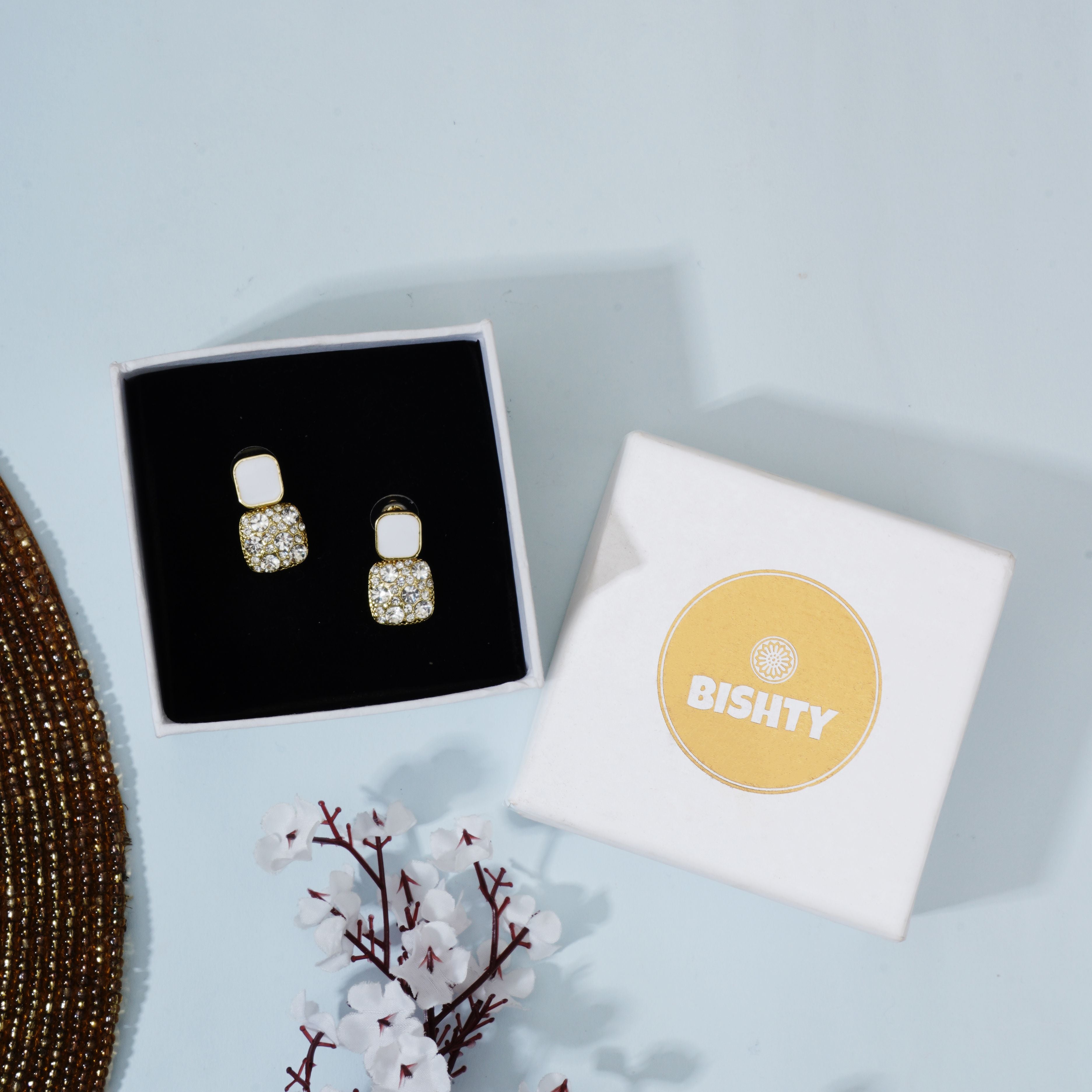 Square Cut Stud Earrings|Gifts for Girlfriend|Gift for Women & Girls|