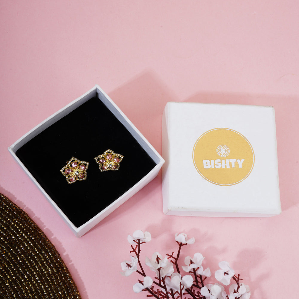 Gold Flower Stud Earrings|Gifts for Girlfriend|Gift for Women & Girls|