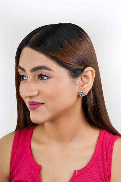 Sapphire Oval Heart shaped Stud Earrings|Anti Tarnish|Gift for Women Girls| - Second Image