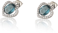 Sapphire Oval Heart shaped Stud Earrings|Anti Tarnish|Gift for Women Girls|