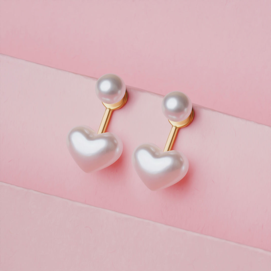 White Pearl Heart shaped Stud Earrings|Gifts for Girlfriend|Gift for Women