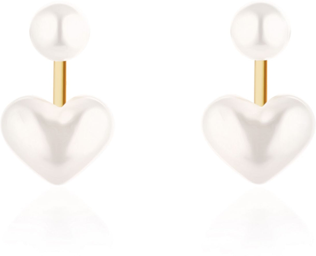 White Pearl Heart shaped Stud Earrings|Gifts for Girlfriend|Gift for Women