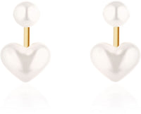 White Pearl Heart shaped Stud Earrings|Gifts for Girlfriend|Gift for Women