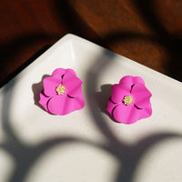 Pink Flower shaped Stud Earrings|Gifts for Girlfriend|Gift for Women