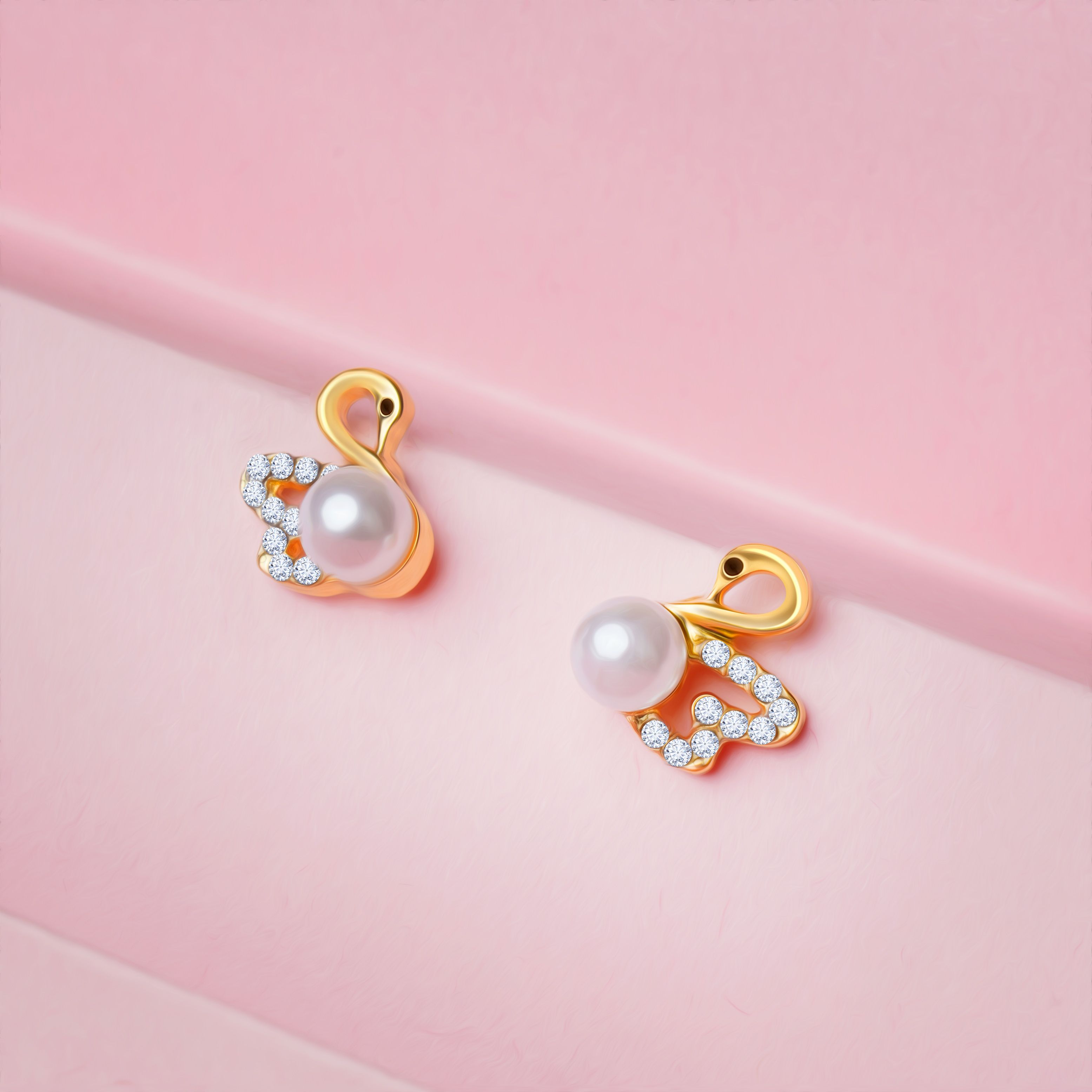 Gold Swan shaped Stud Earrings|Gifts for Girlfriend|Gift for Women