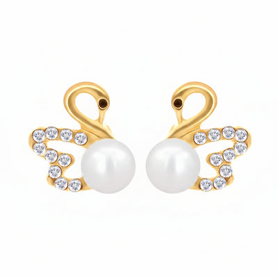 Gold Swan shaped Stud Earrings|Gifts for Girlfriend|Gift for Women - Second Image