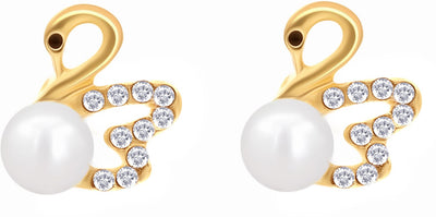 Gold Swan shaped Stud Earrings|Gifts for Girlfriend|Gift for Women - Second Image