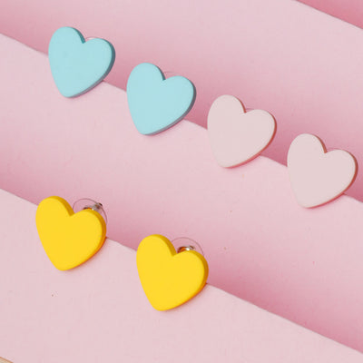 Multicolor Heart shaped Earrings set of 3|Gifts for Girlfriend|Gift for Women