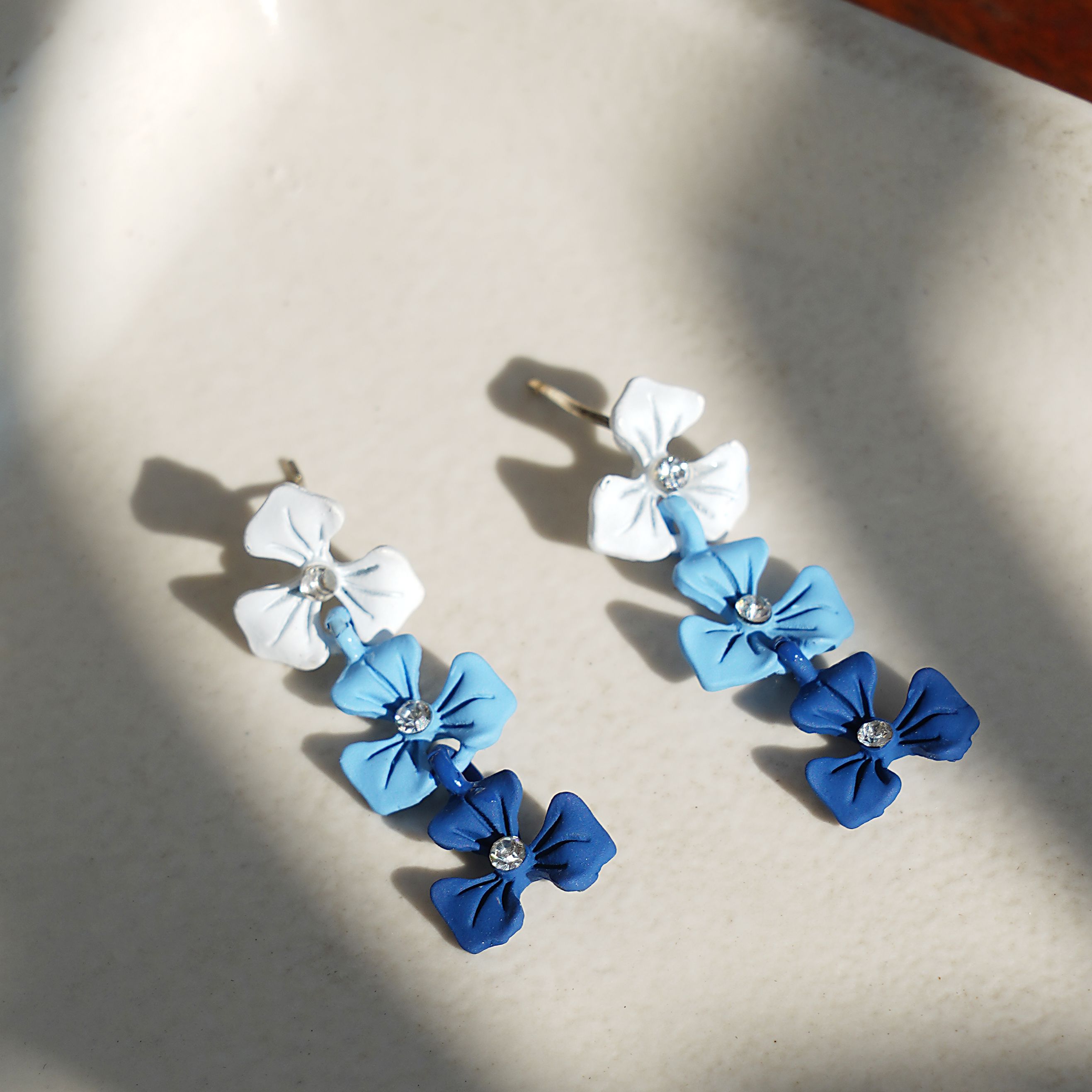 Blue Flowers Shaped Drops Earrings|Gifts for Girlfriend|Gift for Women