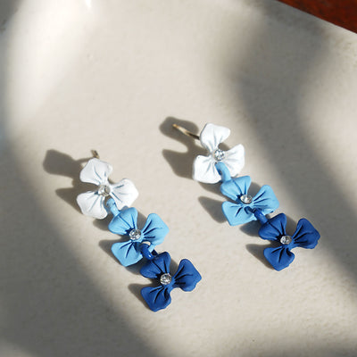 Blue Flowers Shaped Drops Earrings|Gifts for Girlfriend|Gift for Women - Second Image