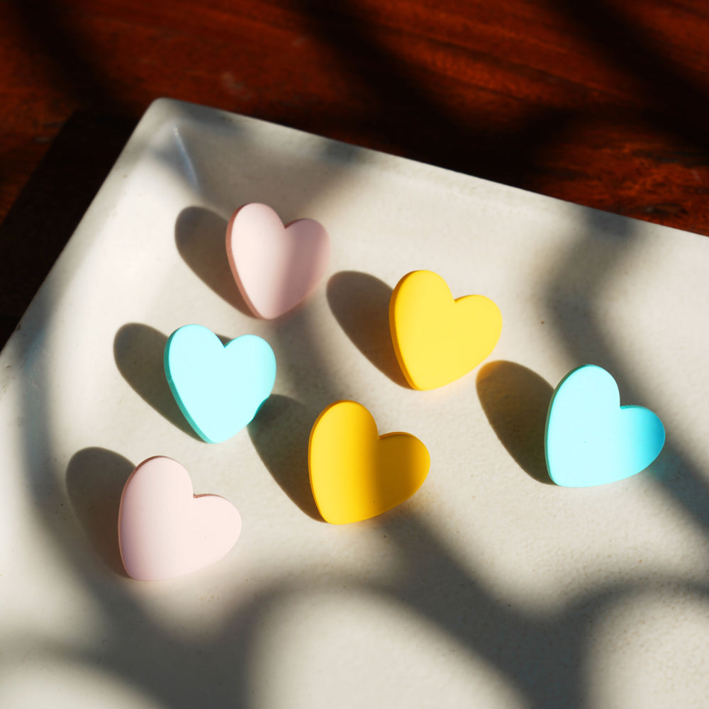 Multicolor Heart shaped Earrings set of 3|Gifts for Girlfriend|Gift for Women