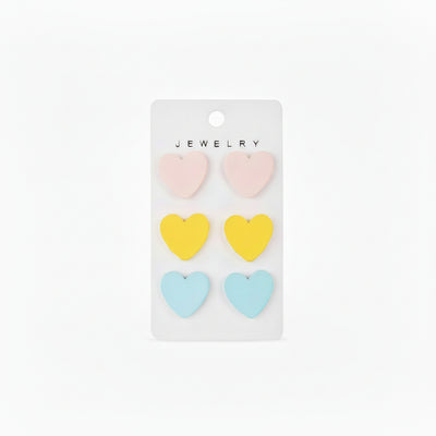 Multicolor Heart shaped Earrings set of 3|Gifts for Girlfriend|Gift for Women - Second Image