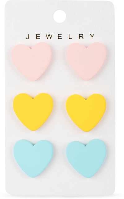 Multicolor Heart shaped Earrings set of 3|Gifts for Girlfriend|Gift for Women - Second Image