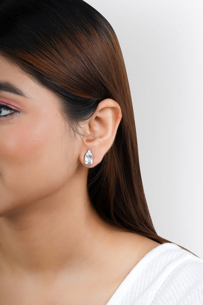 Classy Sapphire Stud Earrings|Gifts for Girlfriend|Gift for Women & Girls| - Second Image