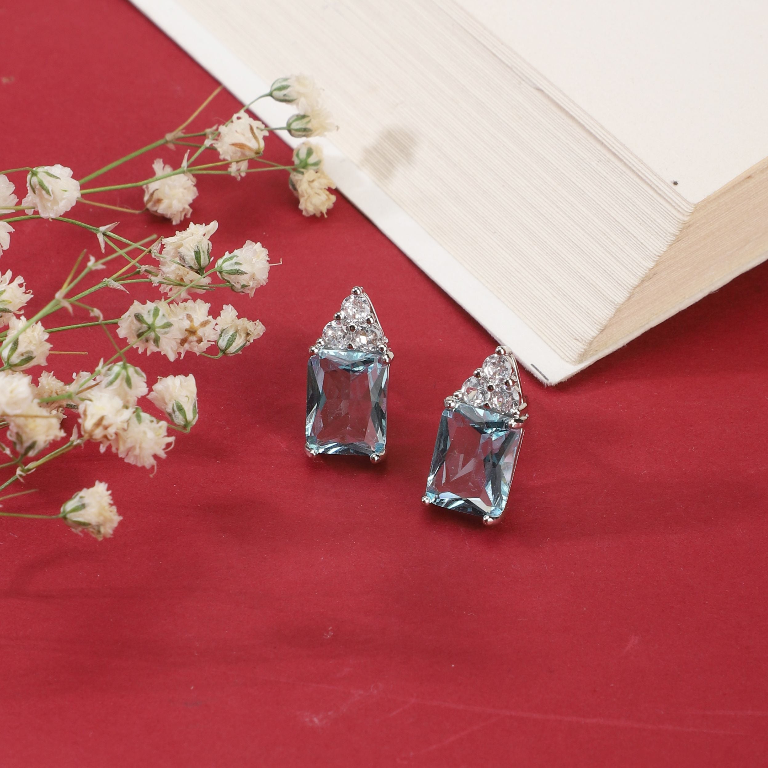 Classy Sapphire Stud Earrings|Gifts for Girlfriend|Gift for Women & Girls|