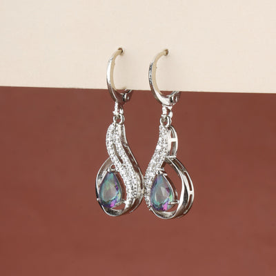 Silver Pear Dangle Drop Earrings|Gift for Girlfriend|Gift for Women Girls| - Second Image