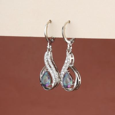 Silver Pear Dangle Drop Earrings|Gift for Girlfriend|Gift for Women Girls| - Second Image