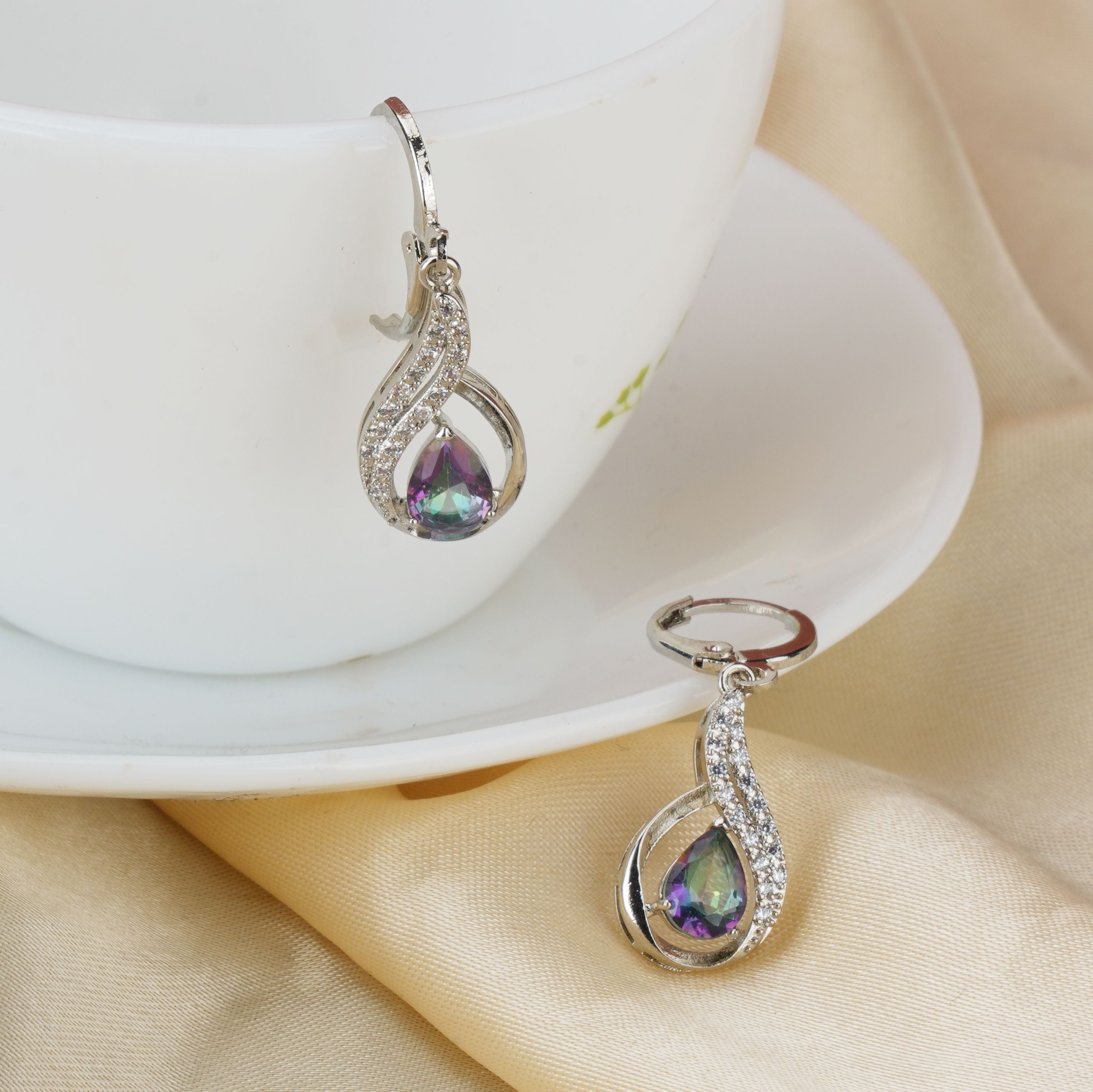 Silver Pear Dangle Drop Earrings|Gift for Girlfriend|Gift for Women Girls|