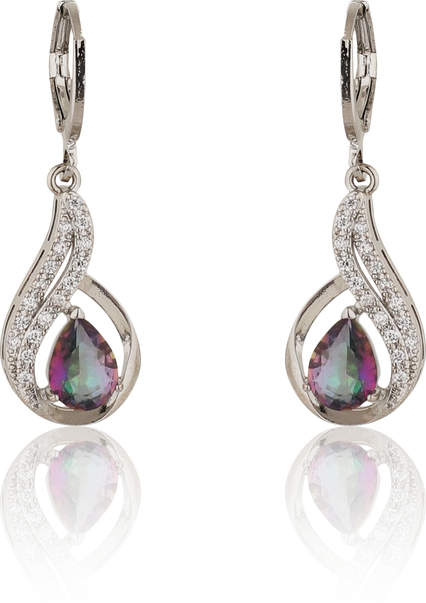 Silver Pear Dangle Drop Earrings|Gift for Girlfriend|Gift for Women Girls|