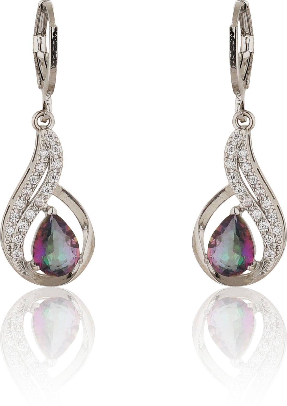 Silver Pear Dangle Drop Earrings|Gift for Girlfriend|Gift for Women Girls|