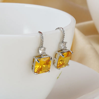 Yellow square shaped Stud Earrings|Gifts for Girlfriend|Gift for Women & Girls|
