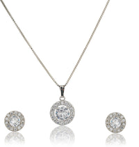 Silver Round Cut pendant chain and earring set