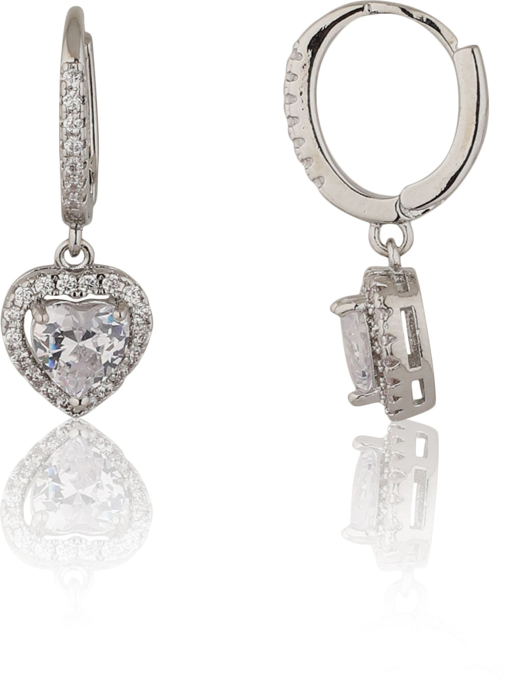 Silver Heart Shaped pendant chain and earring set