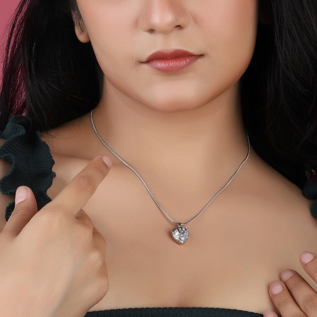 Pink Heart Pendant Chain for Girls|Valentine's day gifts| Stylish Delicate Chain