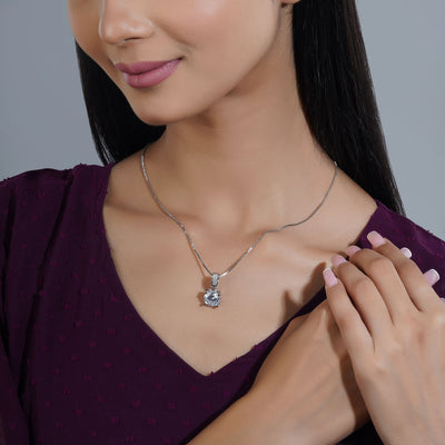 Classical Silver Crystal Pendant chain for women girls| Valentine's day Gift - Second Image