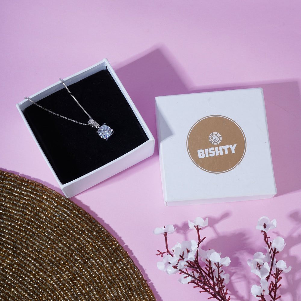 Classical Silver Crystal Pendant chain for women girls| Valentine's day Gift