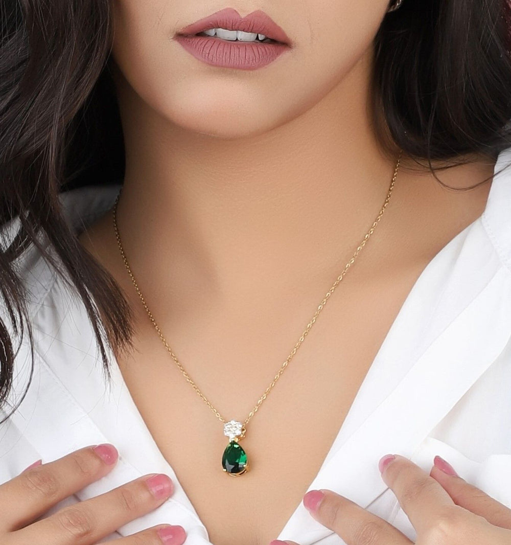 Elegant Anti Tarnish Stone Pendant Chain – Perfect Valentine's Day Gift for Girls & Women.