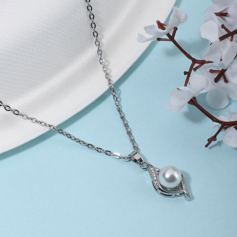 Silver Pearl pendant chain for women girls | Birthday Gift | Anniversary Gift |