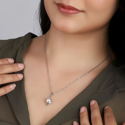 Silver Pearl pendant chain for women girls | Birthday Gift | Anniversary Gift | - Second Image