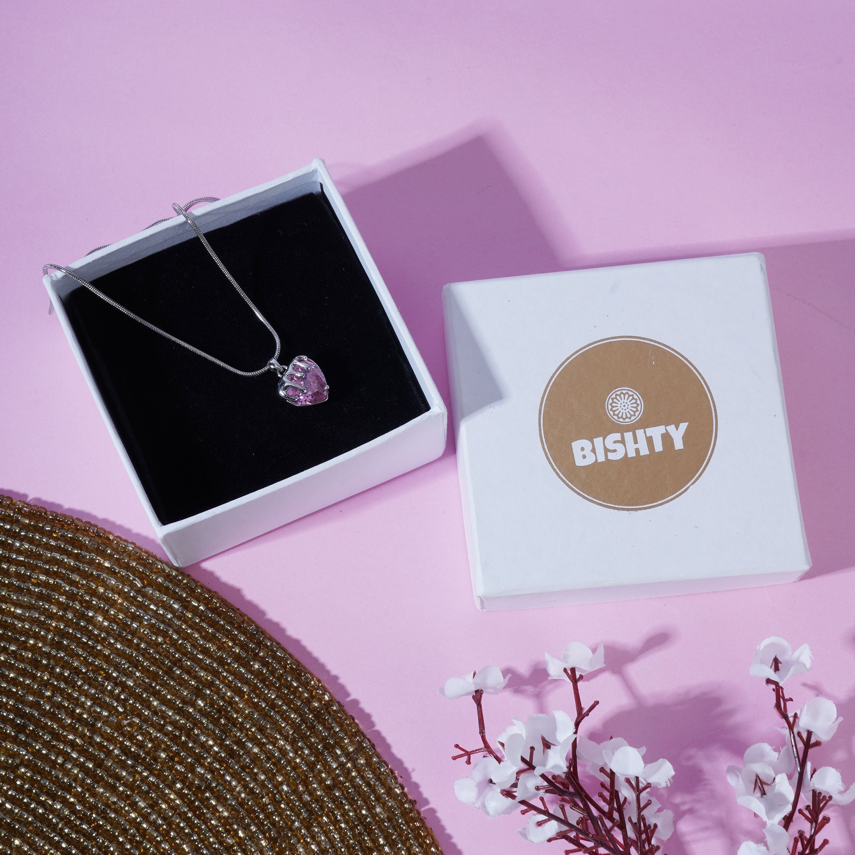 Pink Heart Pendant Chain for Girls|Valentine's day gifts| Stylish Delicate Chain