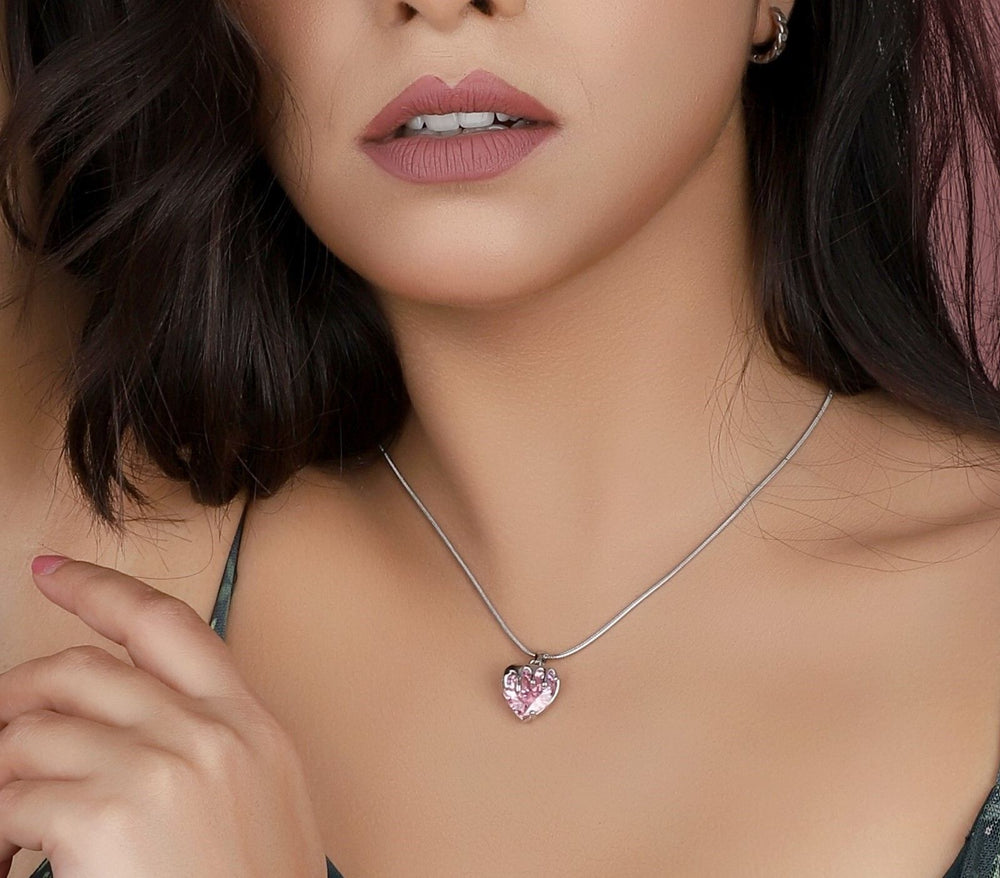 Pink Heart Pendant Chain for Girls|Valentine's day gifts| Stylish Delicate Chain