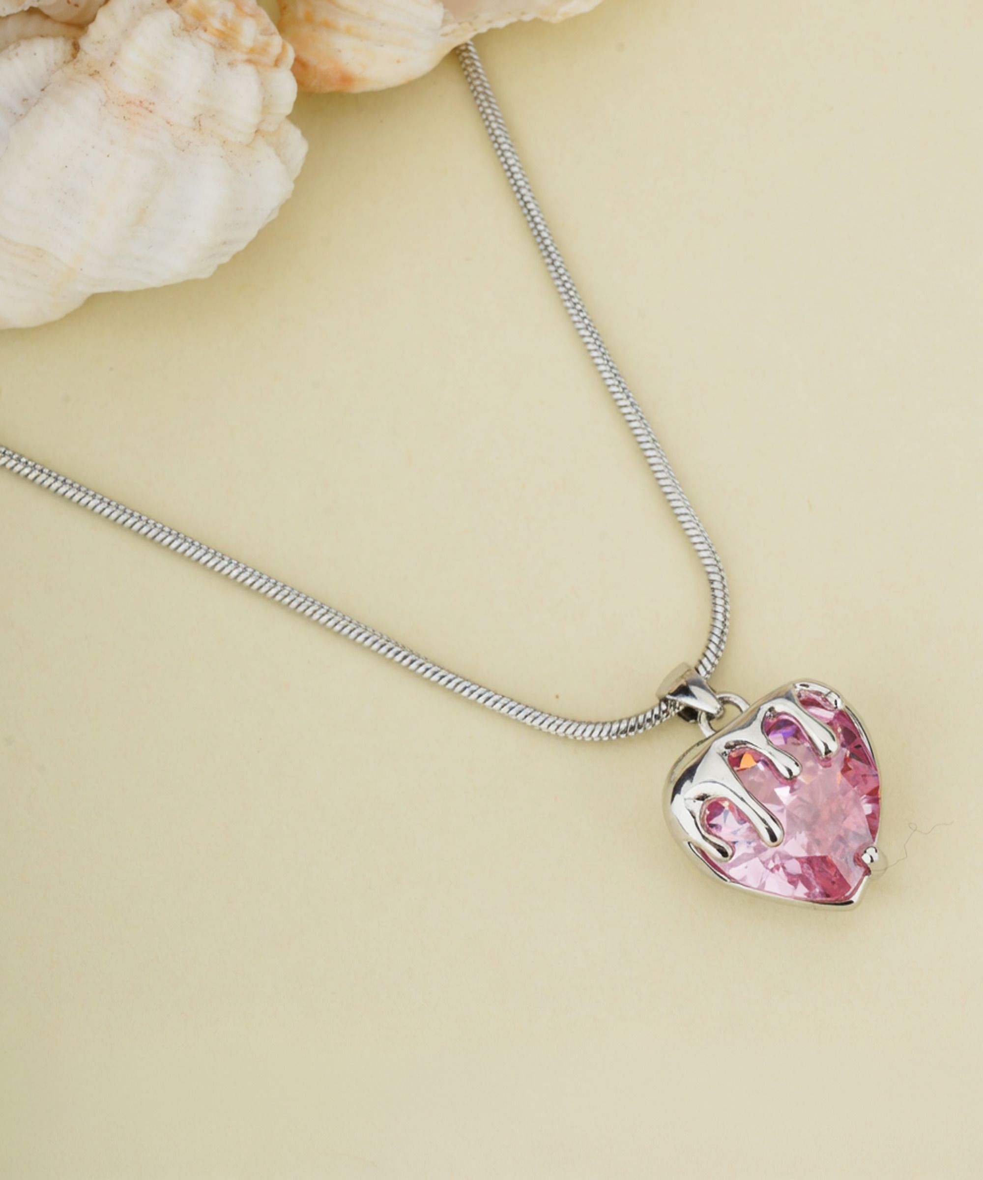 Pink Heart Pendant Chain for Girls|Valentine's day gifts| Stylish Delicate Chain