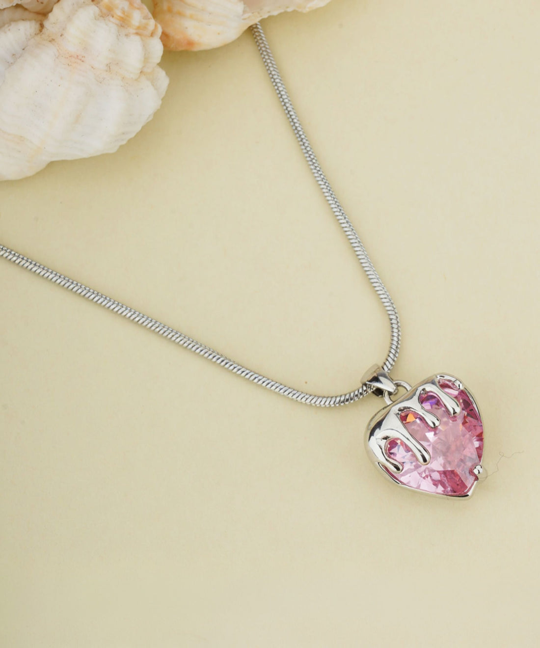 Pink Heart Pendant Chain for Girls|Valentine's day gifts| Stylish Delicate Chain