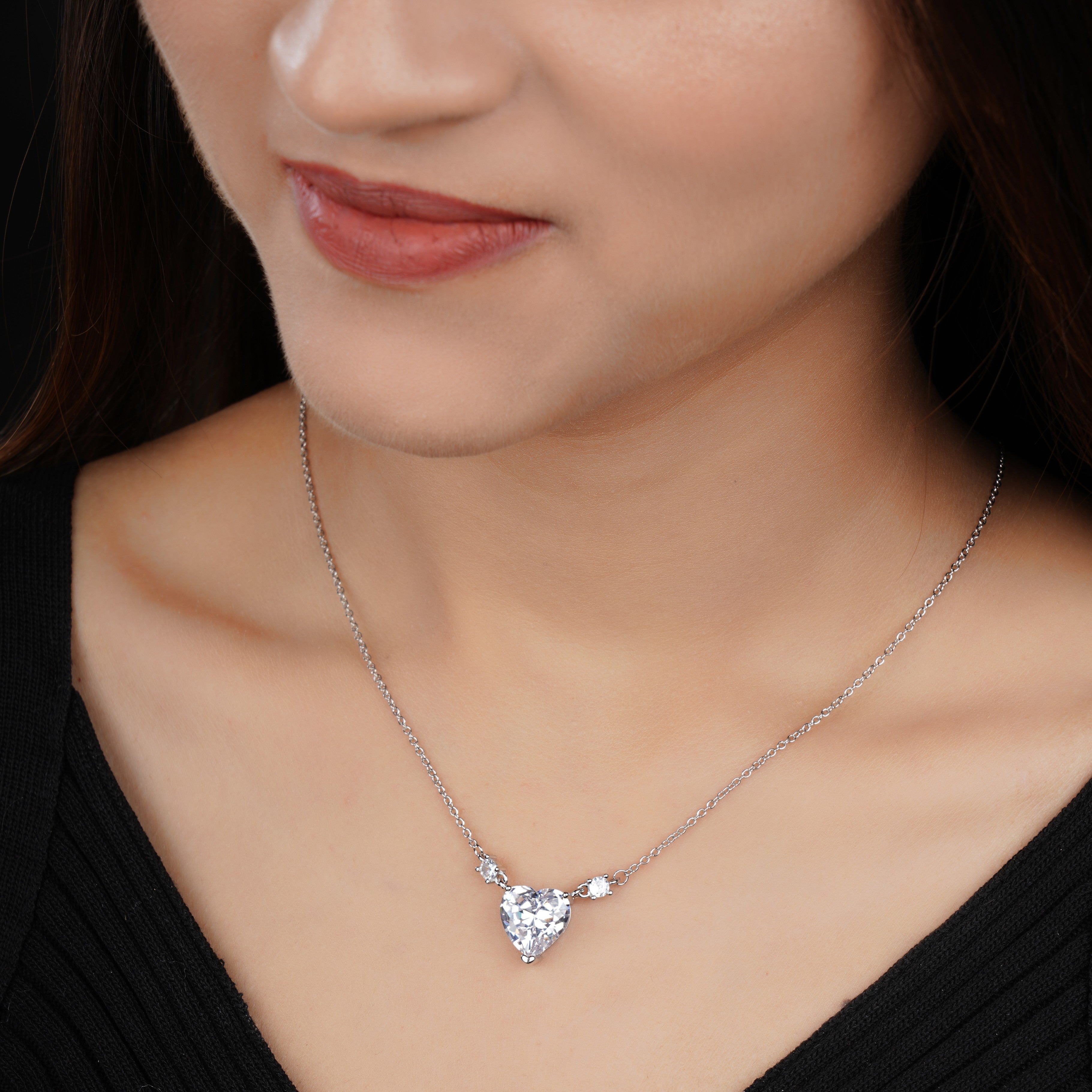 Trendy Silver Heart pendant chain for girls | Birthday Gift | Skin Safe